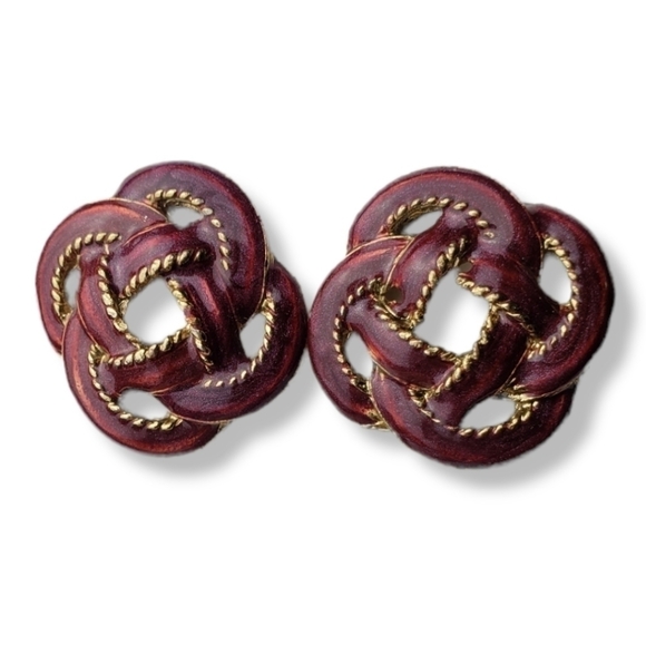 Vintage Enamel Pierced Earrings - Picture 4 of 5